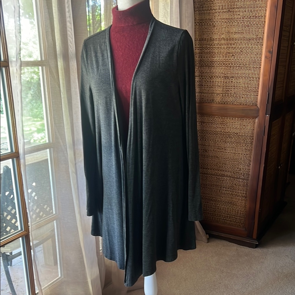 J. Jill Dark Gray Cardigan Sweater Lightweight Open-Front